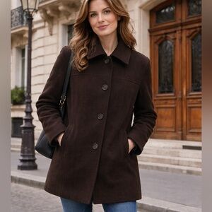 Women's Classic Brown Wool Coat